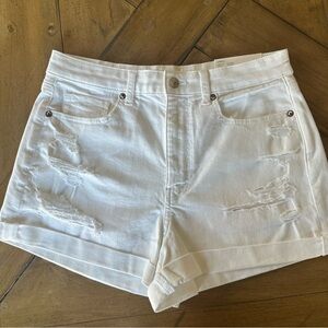 American Eagle Mom Short White Distressed Cuffed Womens 8 NWT